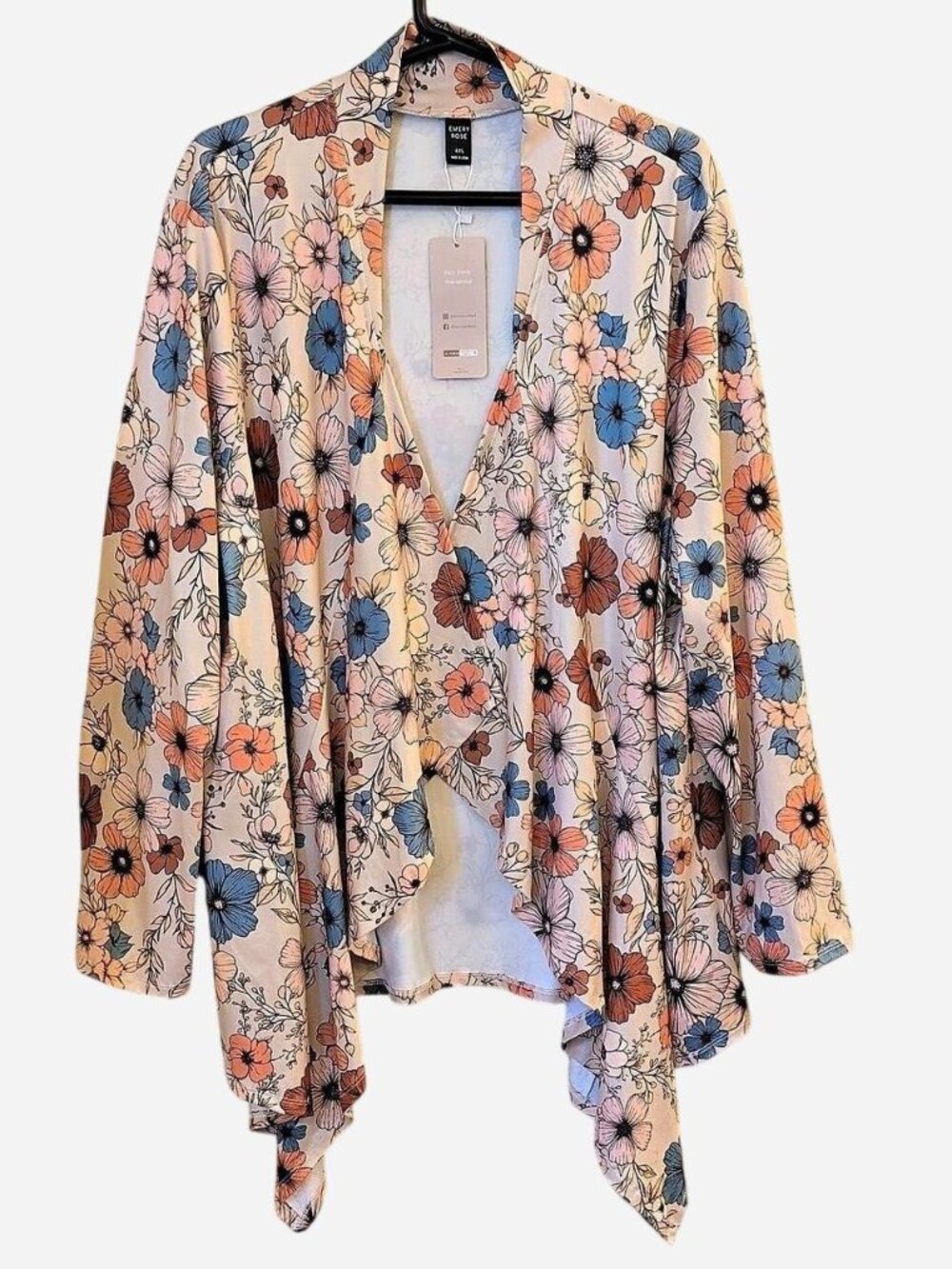 Emery Rose Plus Size Floral Open Front Cardigan 4XL NWT